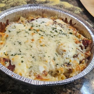 Baked Ziti ( with Side Salad & Garlic Knots)